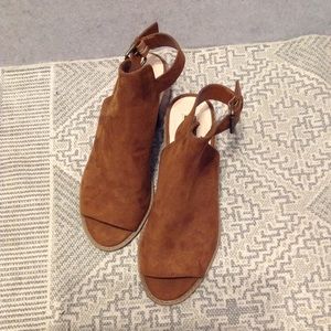 Brown faux-suede booties